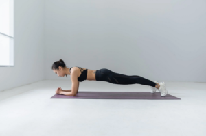a woman doing plank